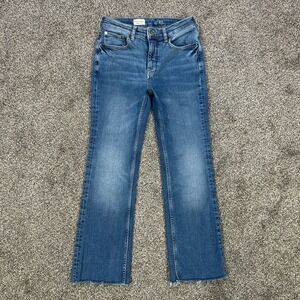 Pilcro The Yaya Kick‎ Flare Jeans Womens 26 Blue Denim Mid-Rise Raw Hem Casual